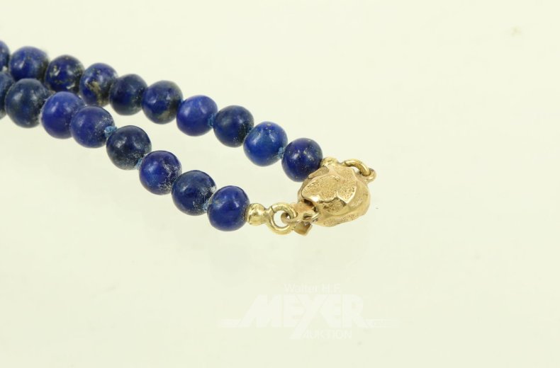 Perlenkette aus Lapislazuli, mit Schließe in 585 GG
