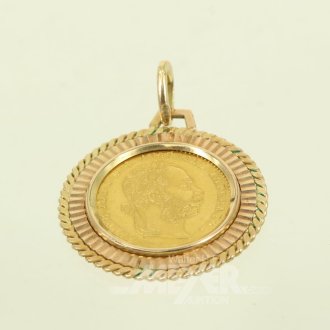 Kettenanhänger mit Goldmünze Österreich 1 Dukat Franz Joseph I. 1915 NP