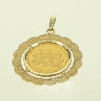 Kettenanhänger mit Feingoldmedaille zur Mondlandung