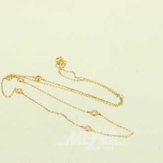 Feine Gliederkette mit 5 kl. Diamantimitationen