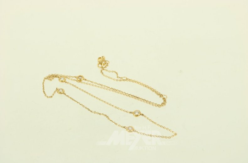 Feine Gliederkette mit 5 kl. Diamantimitationen