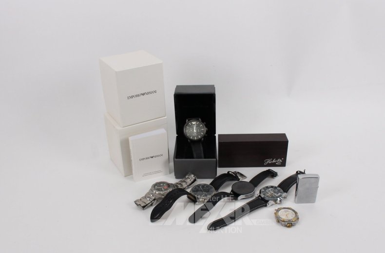 8 Teile 'Everyday Carry': 8 Herrenarmbanduhren u. 2 Kleinutensilien
