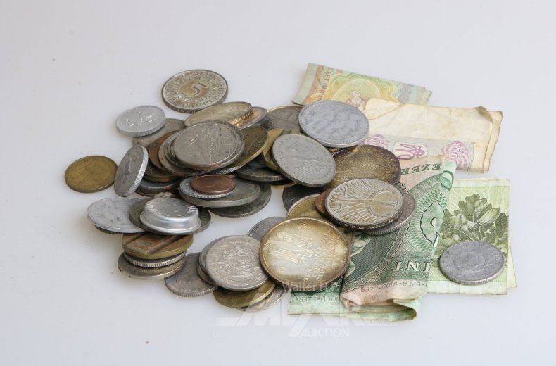 Konvolut Münzen u. Banknoten BRD u. europ. Ausland