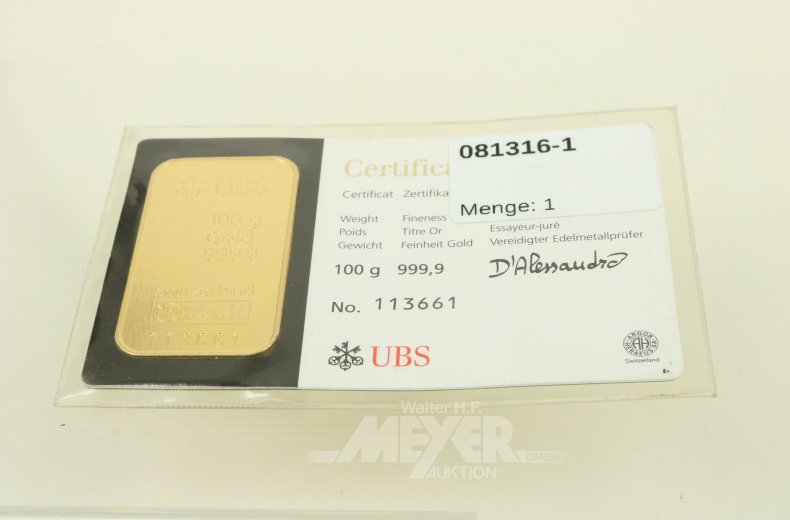 Goldbarren UBS
