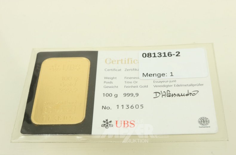 Goldbarren UBS