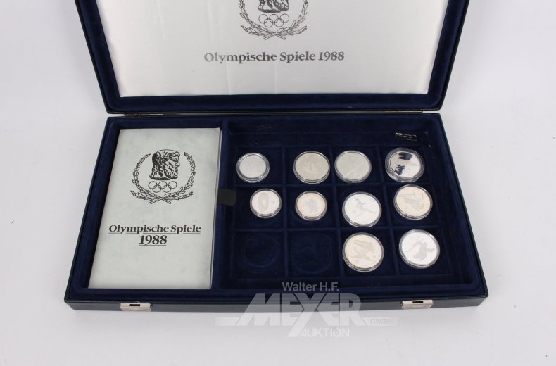 Sammlung Silbermünzen zu den Olympischen Spielen 1988