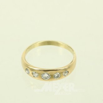 Damenring mit 5 Brillanten von ges. ca. 0,25ct