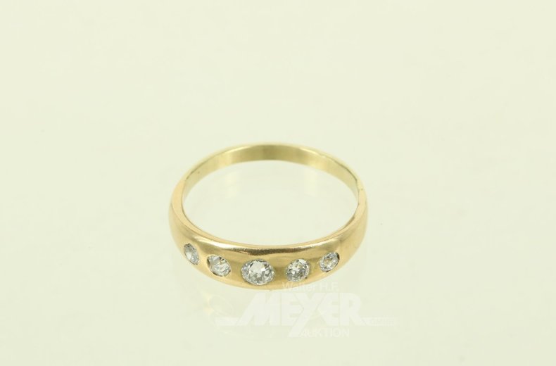 Damenring mit 5 Brillanten von ges. ca. 0,25ct