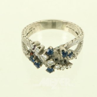 Ring mit 7 kl. Brillanten u. 6 kl. Saphiren