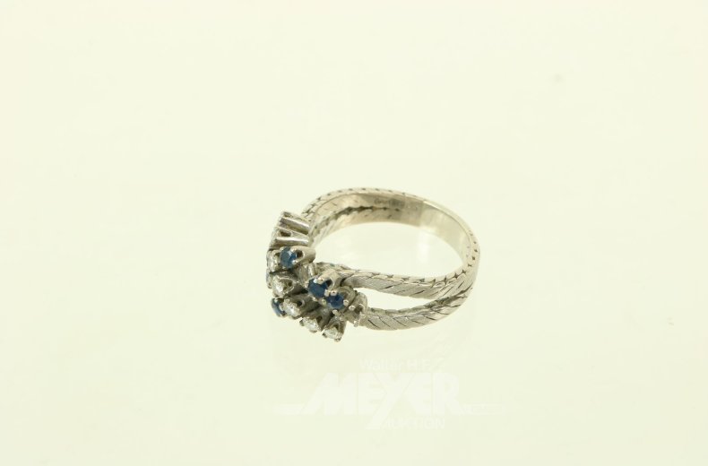 Ring mit 7 kl. Brillanten u. 6 kl. Saphiren