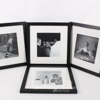 4 Gerahmte Fotografien in Schwarz-Weiß