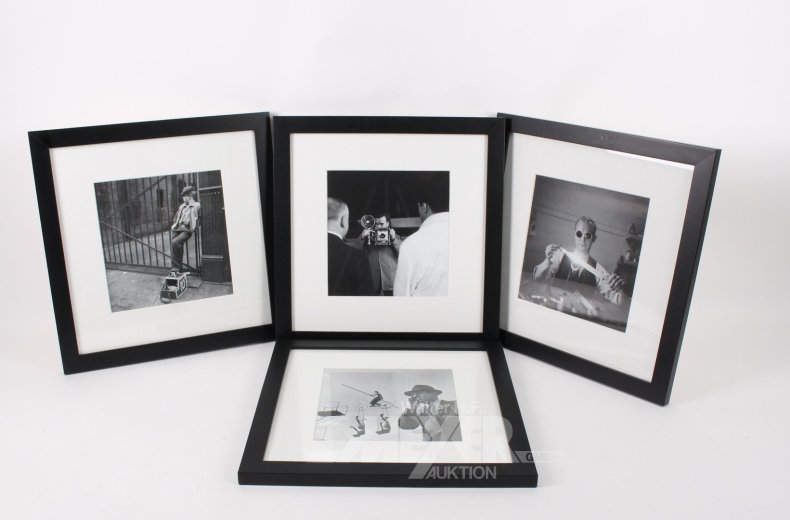 4 Gerahmte Fotografien in Schwarz-Weiß