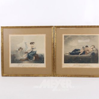 2 Kunstdrucke, allergorische Darstellungen
