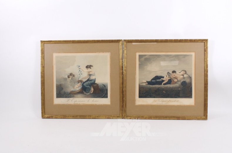 2 Kunstdrucke, allergorische Darstellungen
