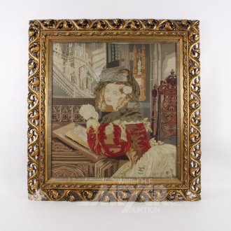 Gebelinbild "Elegante Dame vor histor. Hintergrund"