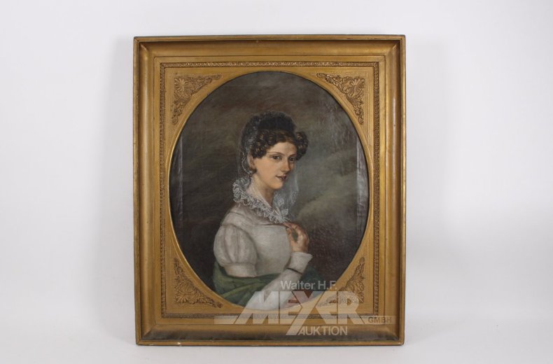 Gemälde "Dame mit dunkl. Locken und Schleierhaube "