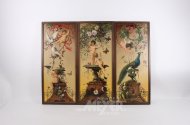 Triptychon 3-tlg. "Tauben, Pfau, Schmetterling ubnd Putti"
