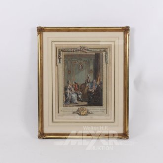 dekorativer Stich "Historische Salonszene"