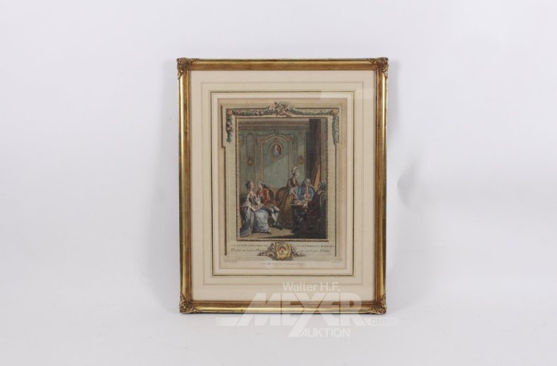 dekorativer Stich "Historische Salonszene"