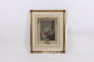 dekorativer Stich "Historische Salonszene"