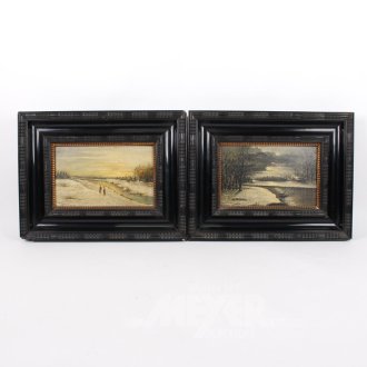 2 Gemälde mit winterlichen Landschaftsdarstellungen