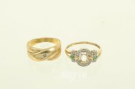 2 Ringe mit kl. Farbsteinen u. Brillanten