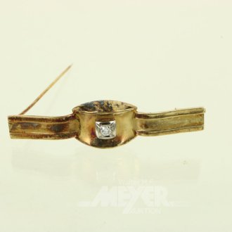 Brosche mit 1 Brillant von ca. 0,10ct