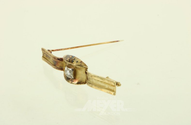 Brosche mit 1 Brillant von ca. 0,10ct