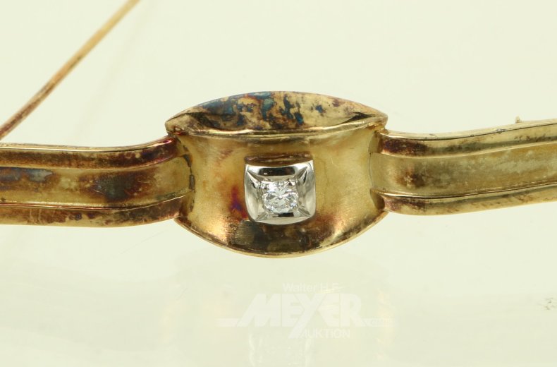 Brosche mit 1 Brillant von ca. 0,10ct