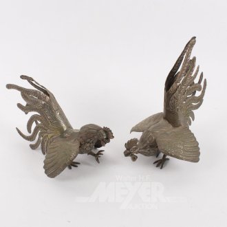 2 Blechfiguren "Hahn"