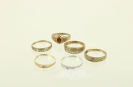 6 Ringe mit Farbsteinen u. Brillanten