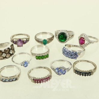 8 Ringe in 925er Silber