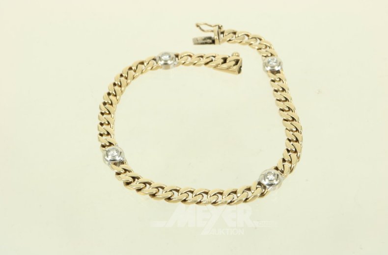 Panzerarmband mit 4 Brillanten