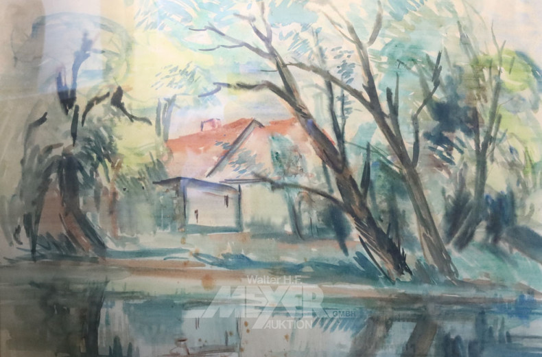 Aquarell ''Berglandschaft m. Kate''