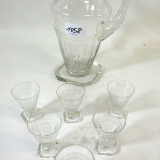Henkelkanne mit 6 Gläser, 20er Jahre