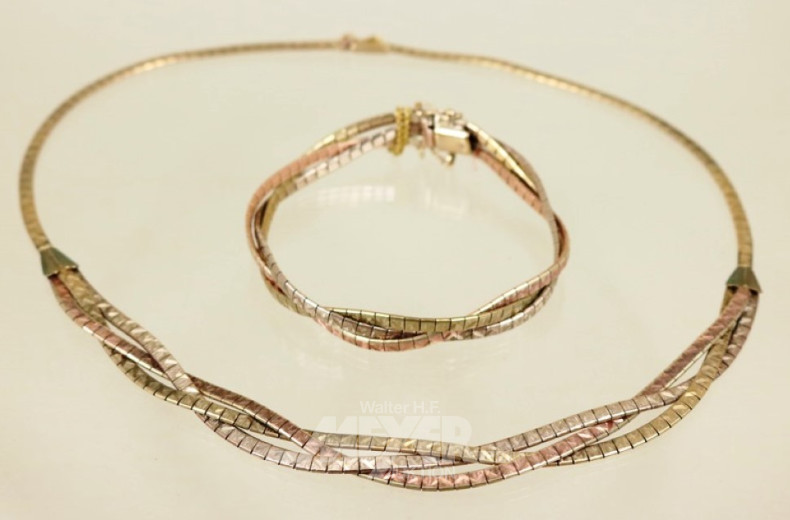 Schmuckgarnitur, 2-tlg., 333er GG/WG/RG