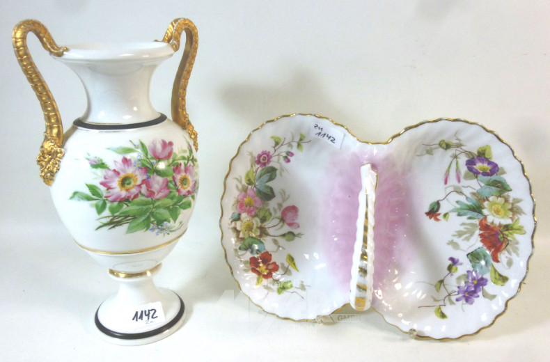 Porz.-Amphorenvase B&G sowie eine