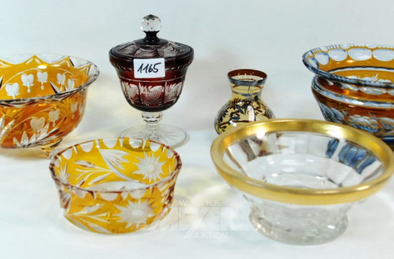 Posten Kristall, teilw. farbig: