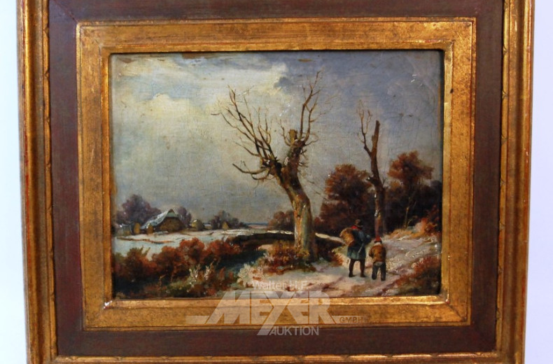 kl. Gemälde ''Winterlandschaft mit