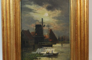 kl. Gemälde ''Windmühle am Bach''