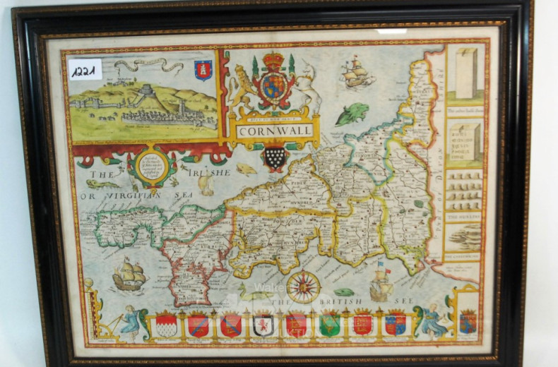 antike Landkarte ''Cornwall''