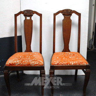 2 Stühle, Eiche, Polster orange,