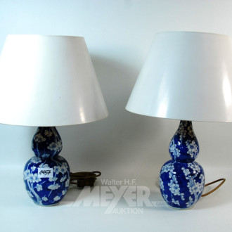 China-Vasenlampenpaar, blaues Blumen-