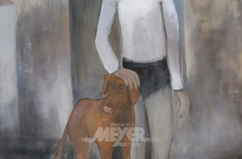 gr. Gemälde ''Junge mit Hund''