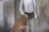 gr. Gemälde ''Junge mit Hund''