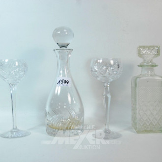 2 Kristall/Glas-Karaffen und 2