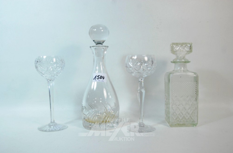 2 Kristall/Glas-Karaffen und 2