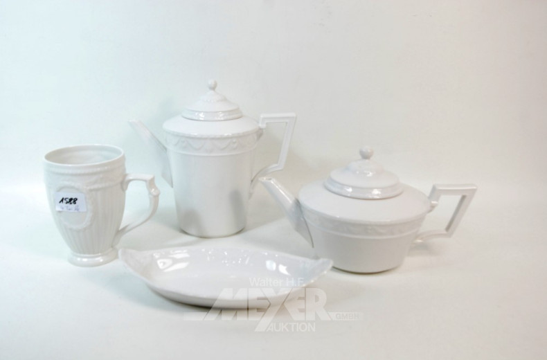 4 Teile Porzellan, KPM: Teekanne,