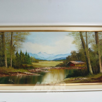 Gemälde ''Gebirgslandschaft m. See''