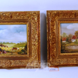 2 Gemälde ''Heuernte/Bauernhof''